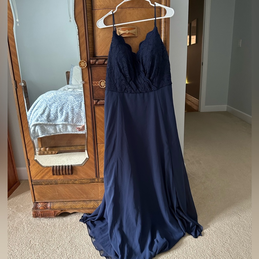 Navy blue A-line gown